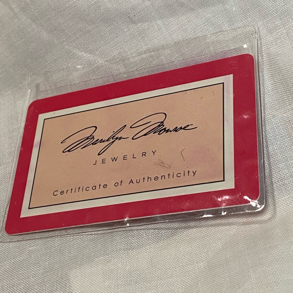 Marilyn Monroe Jewelry Certificate of Authenticity